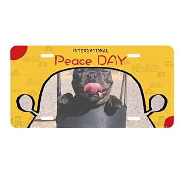 Imagem de DIYthinker Placa de carro para fotografia de animais de estimação Bulldog Decoração de carro Dia da Paz