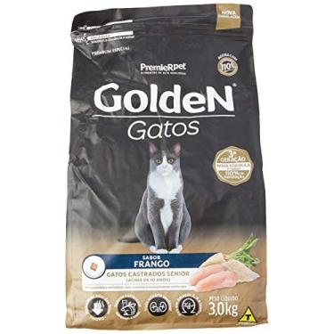 Imagem de Ração Golden para Gatos Sênior Castrados sabor Frango - 3kg Premier Pet Idosos - Sabor Sem sabor