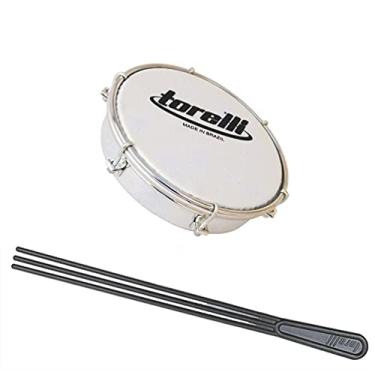 Imagem de Kit Tamborim Pele Leitosa Torelli TT 404 BCO Baqueta Tripla