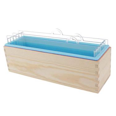 Imagem de Abbraccia Molde retangular de silicone para sabonete, caixa de madeira, ferramentas faça-você-mesmo, moldes de bolo para assar torrada, 1200 ml - azul