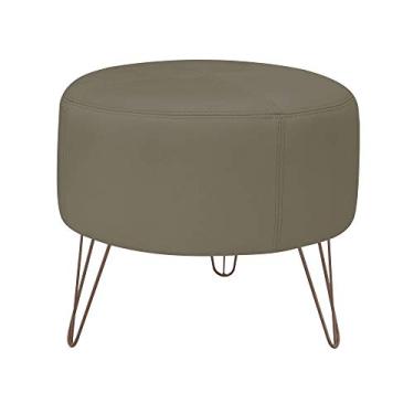 Imagem de Puff Decorativo Redondo Pés Metal Couro Fendi - Gran Belo