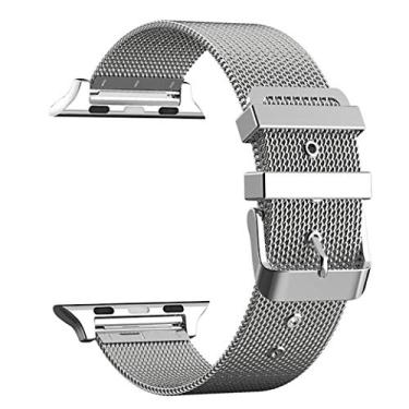 Imagem de SOUGAO Pulseiras de substituição de aço inoxidável, pulseiras de relógio para homens e mulheres, elos sólidos de malha, 40 mm, prata