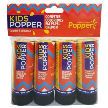 Imagem de Lança Confete Kids Popper Papel Crepom - 4 Unidades
