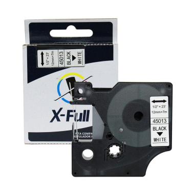 Imagem de Fita Rotuladora 45013 D1 12Mm Preto/Branco Compatível Xfull