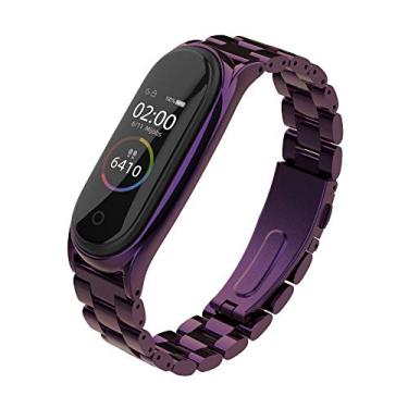 Imagem de Pulseira NSmart magnética em aço inoxidável compatíveis com MI BAND MI BAND 8 / MI BAND 7 / MI BAND 6 / MI BAND 5 / MI BAND 4 / MI BAND 3 / MI BAND 2 - New version (Roxa 3 elos, MI BAND 4)