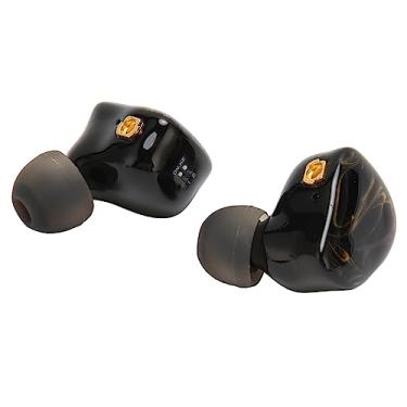 Imagem de Fone de Ouvido Com Drivers Dinâmicos Duplos, Redução de Ruído de Resina Drivers Dinâmicos Duplos Leves Fones de Ouvido Sem Fio Portáteis Com Microfone para SE215 para ES60 para ES10 para W20 (Ouro Preto)