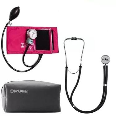 Imagem de Kit Esfigmomanômetro Pamed Com Estetoscopio Rappaport Duplo (ROSA)