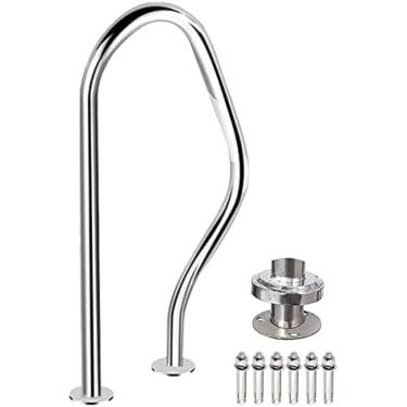 Imagem de Corrimão De Piscina De 31,5 X 18 Polegadas, Corrimão De Piscina Humanizado, Corrimão De Piscina De Aço Inoxidável 304, Capacidade De Carga De 200 Kg, Montagem Fácil,Um,Constructive23