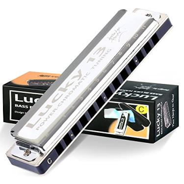 Imagem de East top Lucky 13 Bass Plus Blues Harmonica 13 Buracos Harpa Diatonic Boca Órgão Profissional Instrumentos Musicais PowerChromatic C Key Gaita para Adultos