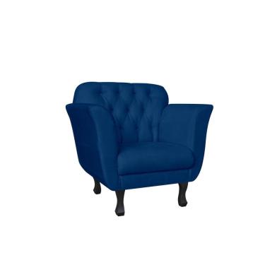 Imagem de Poltrona Decorativa Dália Suede Azul Marinho Pés Madeira Ms Decor