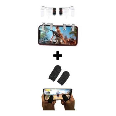 Imagem de Kit 1 Par Luva De Dedo Gamer + 1 Par Gatilhos L1 R1 Celular
