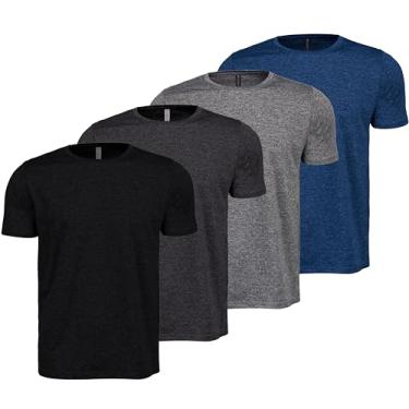 Imagem de Kit 4 Camisetas Masculina Dry Fit Academia Treino Fitness (BR, Alfa, G, Regular, Preto/Chumbo/Cinza/Azul)