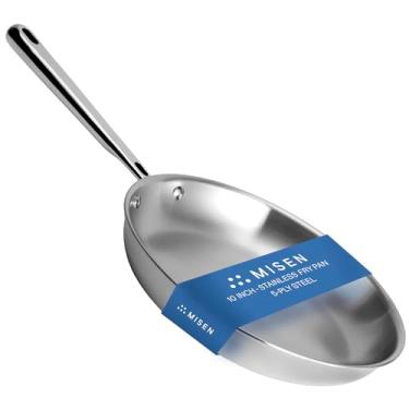 Imagem de Frigideira de aço inoxidável Misen 25 cm, com 5 camadas, panelas profissionais para indução, gás e elétrico, pode ir na lava-louças e forno até 426 ºC, durável e versátil, com aquecimento uniforme