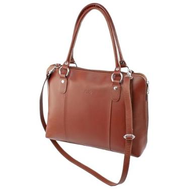 Imagem de Bolsa Feminina Executiva Jasmim em Couro Galvani (Pinhão)