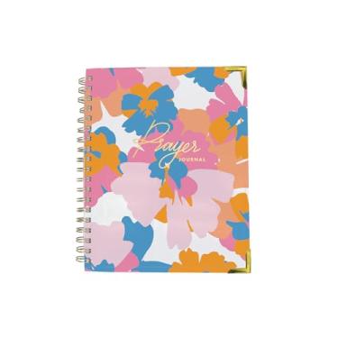 Imagem de Mary Square Caderno de diário de oração espiral rosa azul laranja floral 17 x 9 prímula