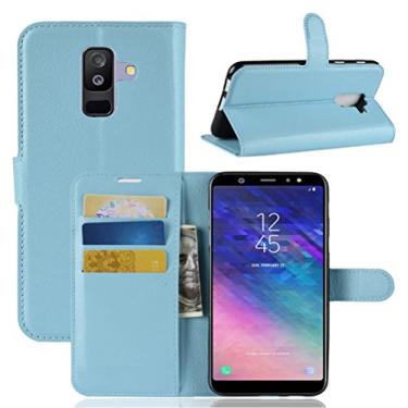 Imagem de Capa carteira para Samsung J8 Plus, carteira flip de couro PU premium com compartimento para cartão, suporte e fecho magnético [capa interna à prova de choque de TPU] Compatível com Samsung J8 Plus