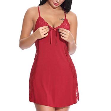 Imagem de N/X Mulheres sexy roupa de dormir vestido com decote em V lingerie erótica renda Patchwork camisa roupa interior sexy camisa sem costas, 3, XXG
