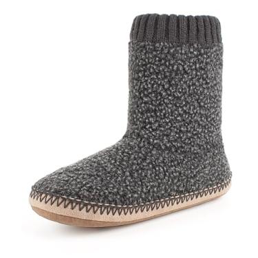 Imagem de cosyone1997 Chinelos masculinos aconchegantes para uso interno, sapatos felpudos com solas antiderrapantes, meias de mocassim macias e quentes, presentes de inverno exclusivos para o Natal, Cinza,