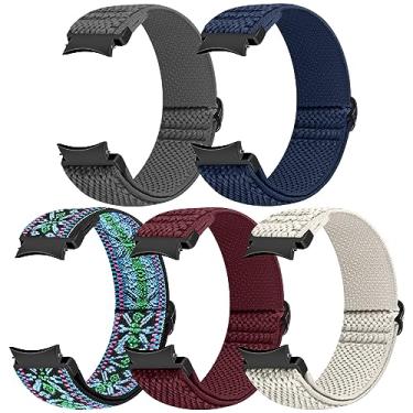Imagem de Nidoujin Pulseiras de nylon compatíveis com Samsung Galaxy Watch 5 de 40 mm e 44 m/Galaxy Watch 4 de 40 mm, 44 m/Watch 5 Pro Band de 45 mm/Watch 4, pulseira clássica de 42 mm e 46 mm, 20 mm para mulheres e homens (pacote com 5)