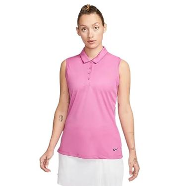 Imagem de Nike Camisa polo feminina Dri-Fit Victory sem mangas para golfe, rosa, M