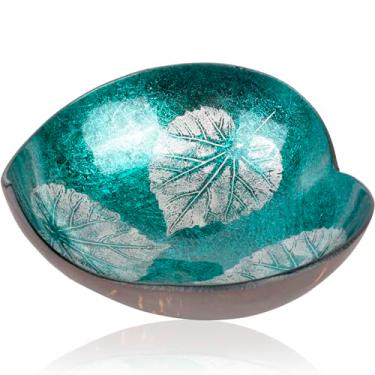 Imagem de Tigela decorativa de coco para doces - tigela de açaí com coração, prato de doces de madeira natural, suporte de tigela para chave para mesa de entrada, recipiente de sobremesa de iogurte e nozes e