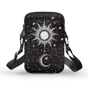 Imagem de BYCHECAR Bolsa tiracolo esportiva de viagem casual para crianças e adolescentes, Sol e lua, One Size