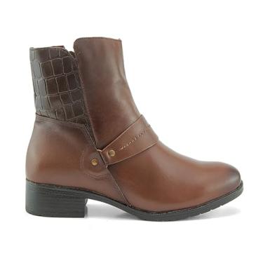 Imagem de Bota Feminina, de Moda, Cano baixo, couro forrada, estilo e elegancia 9092 (Tabaco, BR, Adulto, Numérico, 34)