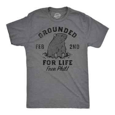 Imagem de Camiseta masculina Grounded for Life Funny Groundhogs Day Joke Tee for Guys, Cinza mesclado escuro - aterrado para a vida, G