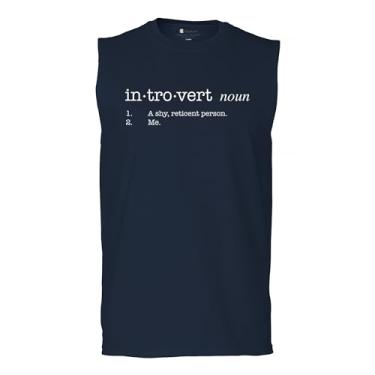 Imagem de Camiseta masculina sarcástica divertida com definição introvertida, humor antissocial, pessoas sugam ficar em casa, anti-social, clube sarcástico, Azul marinho, P
