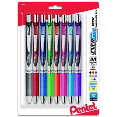 Imagem de Pentel Canetas EnerGel RTX 0,7 mm, ponta média, cores de tinta sortidas, pacote com 8