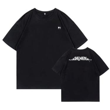 Imagem de Camiseta estampada Jungkook Seven Album Star Style Camiseta de algodão gola redonda manga curta, Preto, G