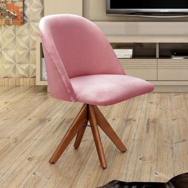 Imagem de Poltrona Decorativa Gaia Giratória Madeira para Sala, Quarto, Recepção Rose
