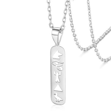 Imagem de VASSAGO Colares com símbolo egípcio antigo Ankh cruz olho de Hórus colar pingente vintage pirâmides egípcias colar pingente colar meio sol boa sorte amuleto joias presente, Aço inoxidável, Sem Pedra