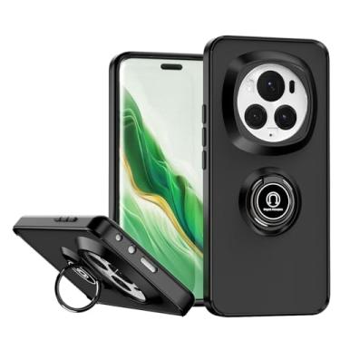 Imagem de QUIETIP Capa compatível com Honor Magic 6 Pro 5G, TPU + PC rígido à prova de choque anel magnético suporte de carro capa amortecedora, preta