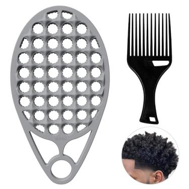 Imagem de KOUPA Escova de cabelo cacheado de silicone com pente de palheta, pente torcido para cachos afro, ferramenta de cabelo lavável para homens e mulheres, cinza, 1 peça