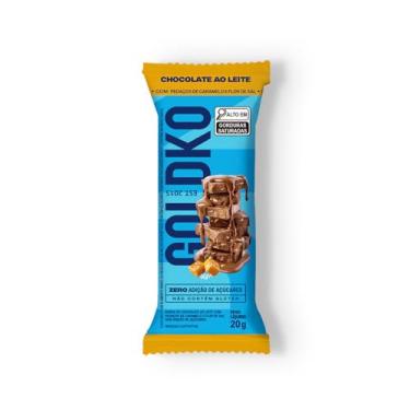 Imagem de Barra de chocolate ao leite com pedaços de caramelo e flor de sal zero adição de açúcares 20g