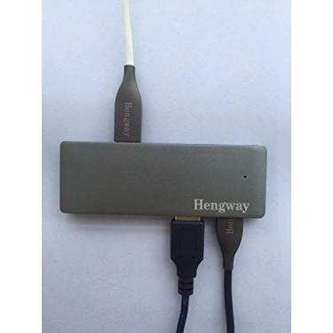 Imagem de Hengway Conector de cabo e adaptador com extensão de hub de USB para áudio/microfone tipo C 3,5 mm 2 em 1, com leitor de cartão SD/TF, 2 portas tipo C e 2 portas USB 3.0