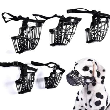 Imagem de Kit 7 Focinheiras Plástica Ajustável para cães Cachorros Pet Shop - Tamanho 1 Ao 7 Cor Preta