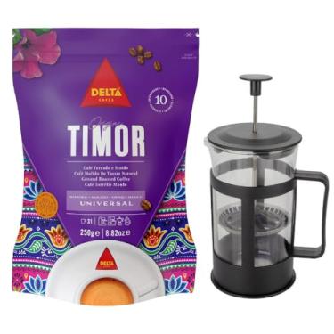 Imagem de Café Gourmet Moído Delta Q em Pó + Cafeteira Prensa Francesa Timor