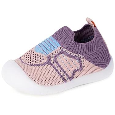 Imagem de Pantufas infantis infantis para meninos e meninas com sola antiderrapante, Roxa, 22