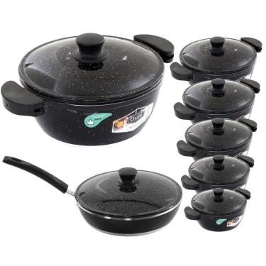 Imagem de Jogo De Panelas 7 Peças Gulê Alumínio Fundido Preto