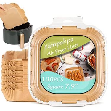Imagem de Papel pergaminho grande Air Fryer 20 cm - 100 peças papel de pergaminho descartável quadrado grande para fritadeira a ar