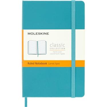 Imagem de Caderno Clássico, Moleskine, Pautado, Azul Coral, Tamanho de Bolso