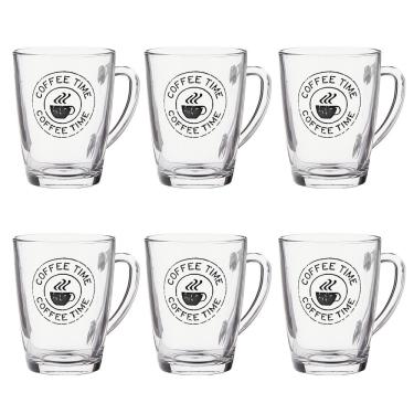 Imagem de Jogo C/ 6 Canecas Xícaras de Vidro 210ml P/ Café e Cappuccino