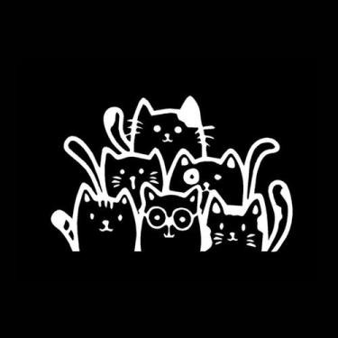 Imagem de Adesivo Familia de Gatos Automotivo e Decorativo. - ALLTAK, BRANCO