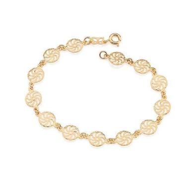 Imagem de Pulseira banhado ouro 3x 24k 18k e 22k feminina peças redondas vazada 