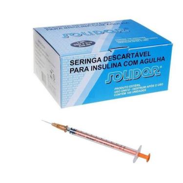 Imagem de Seringa de Insulina Solidor 1 ml com agulha 13x0,33mm caixa 100 Unidad