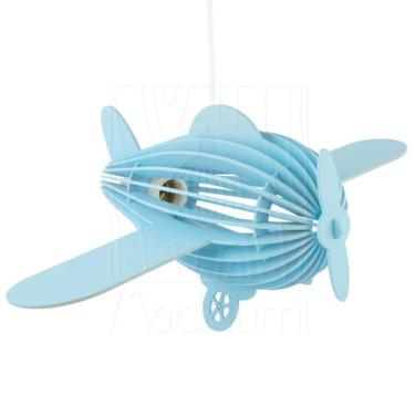 Imagem de Luminária Pendente Avião Teco Teco Infantil Azul Claro e27 - Madelumi