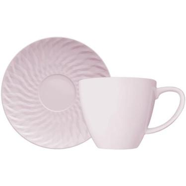 Imagem de Xícara Com Pires 230ml Para Chá Tangram Rosa Germer Porcelanas