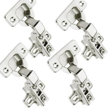 Imagem de Dobradiça Caneco Pressão Curva Porta De Móveis 35Mm 4Pçs - Fácil Negóc